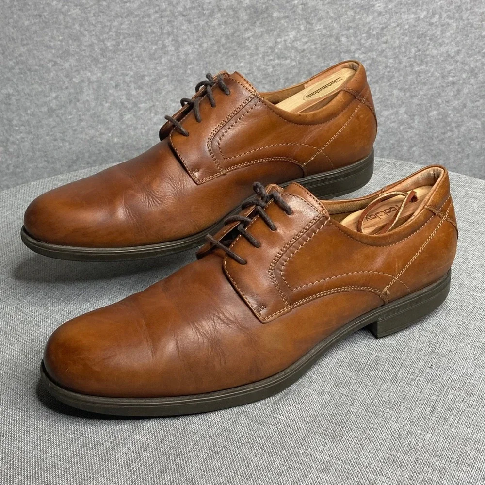 Florsheim Mens 11.5D Leather Dress Shoes Comfortech Oxford Brown‎ Lace Up